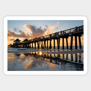 Naples pier at sunset Naples Florida Ripples Sticker